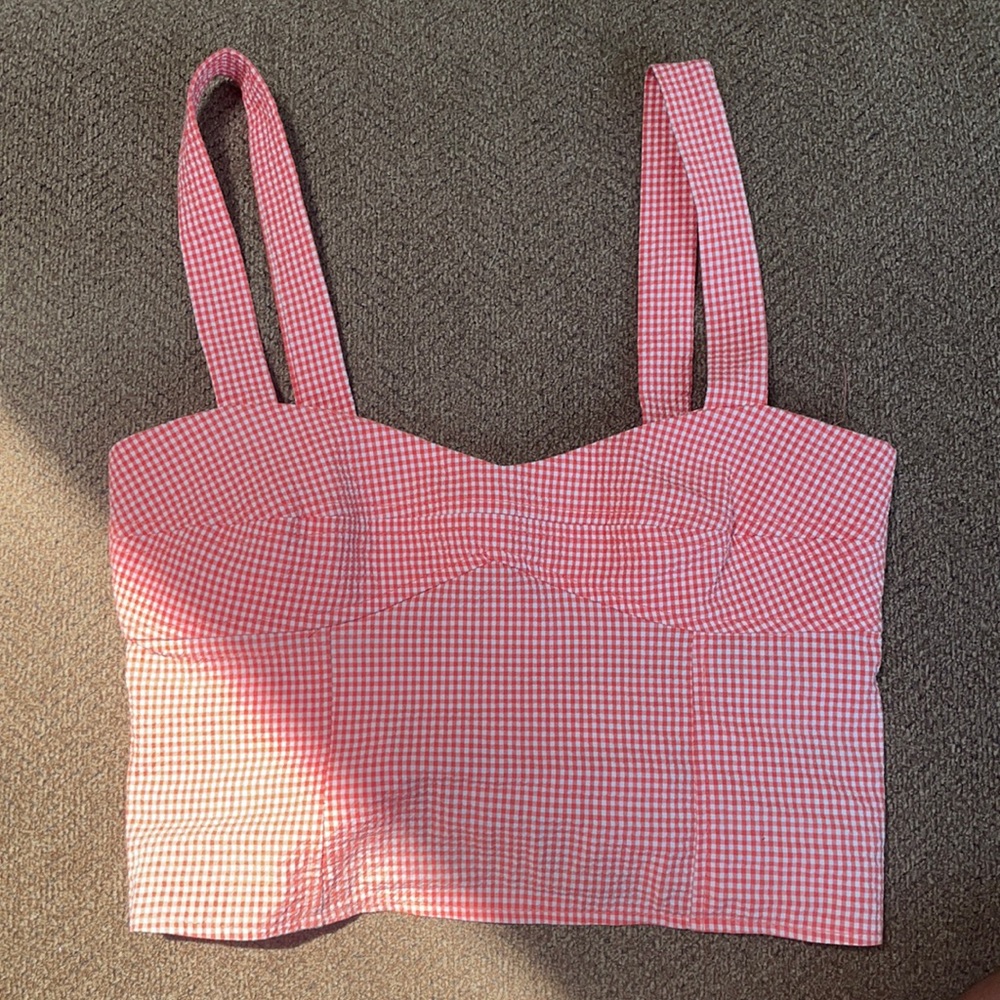 Zara Orange Gingham Crop Top